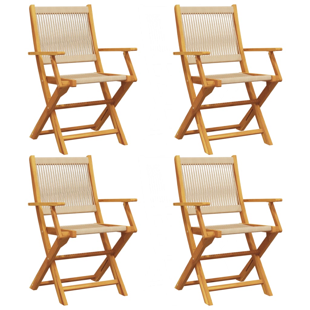 Chaises de jardin pliantes lot de 4 beige bois d'acacia massif