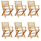 Chaises de jardin pliantes lot de 6 beige bois d'acacia massif