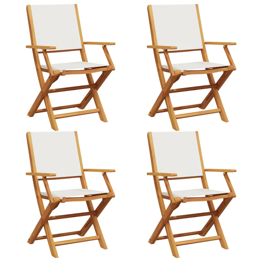 Chaises de jardin pliantes lot de 4 tissu et bois massif