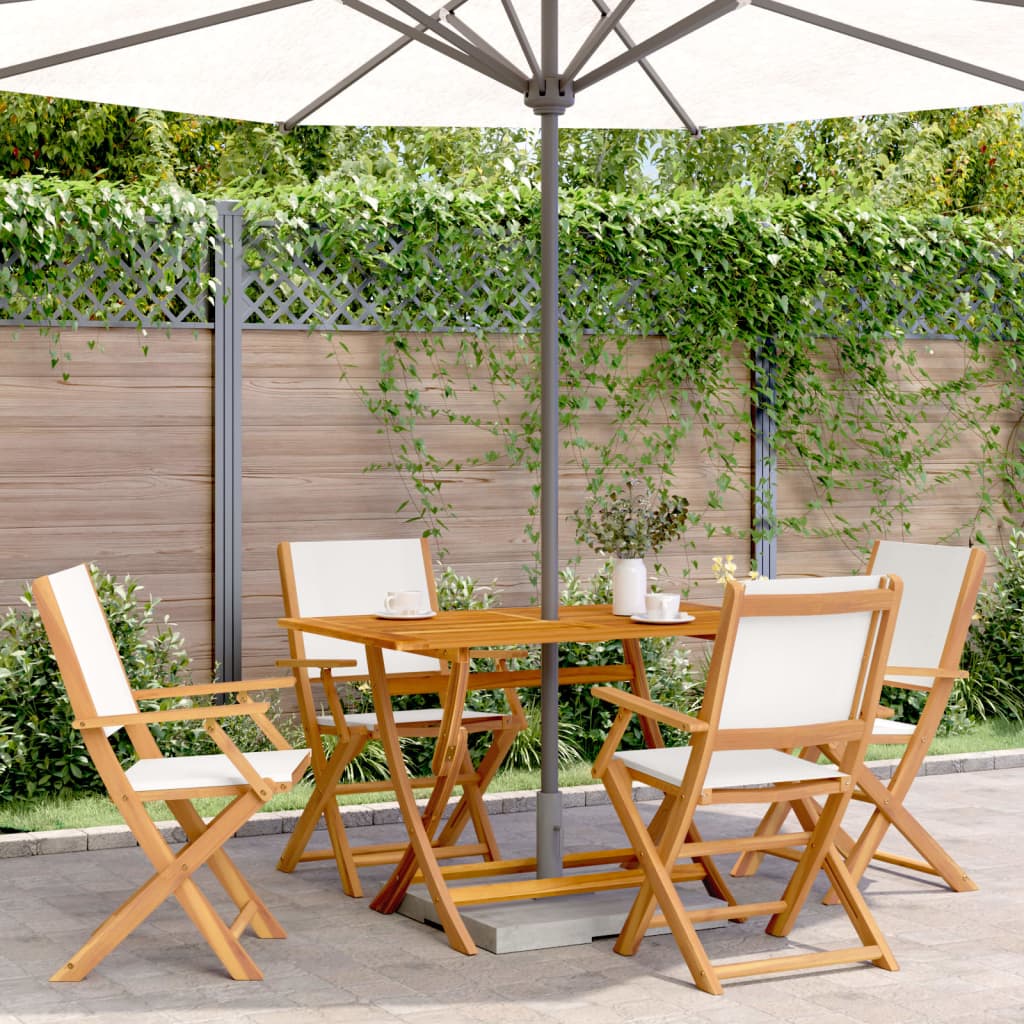 Chaises de jardin pliantes lot de 4 tissu et bois massif