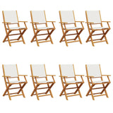 Chaises de jardin pliantes lot de 8 tissu et bois massif