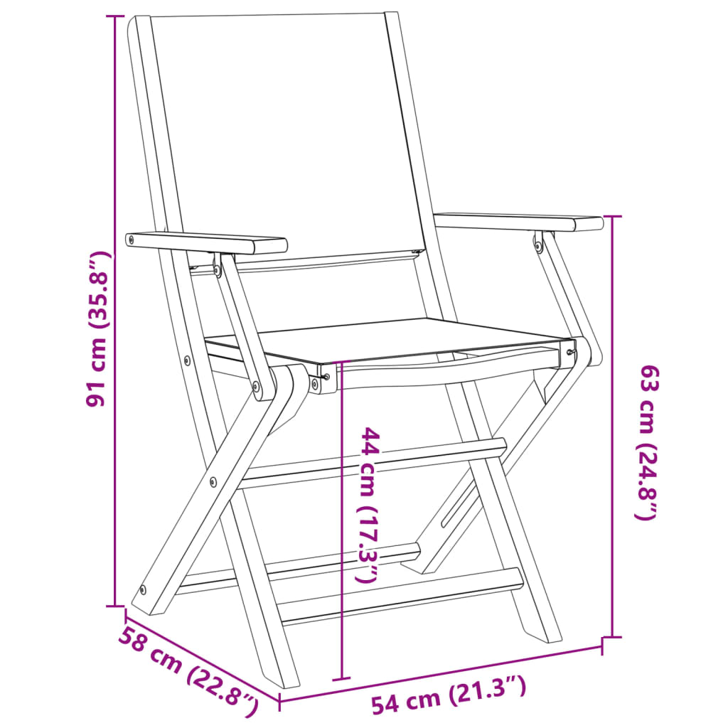 Chaises de jardin pliantes lot de 6 tissu et bois massif