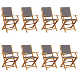 Chaises de jardin pliantes lot de 8 tissu et bois massif