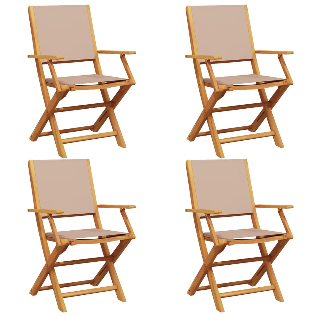 Chaises de jardin pliantes lot de 4 taupe tissu et bois massif