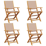 Chaises de jardin pliantes lot de 4 taupe tissu et bois massif