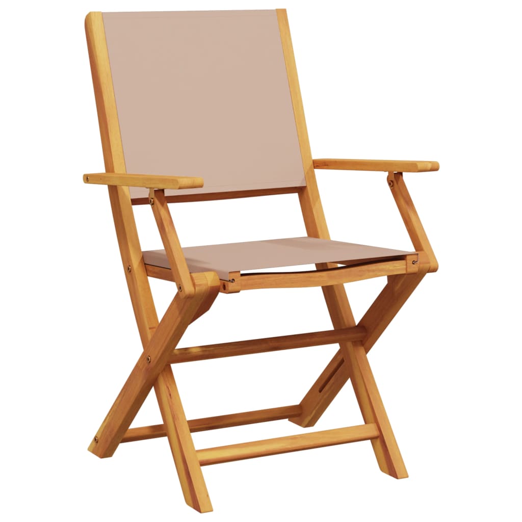 Chaises de jardin pliantes lot de 4 taupe tissu et bois massif