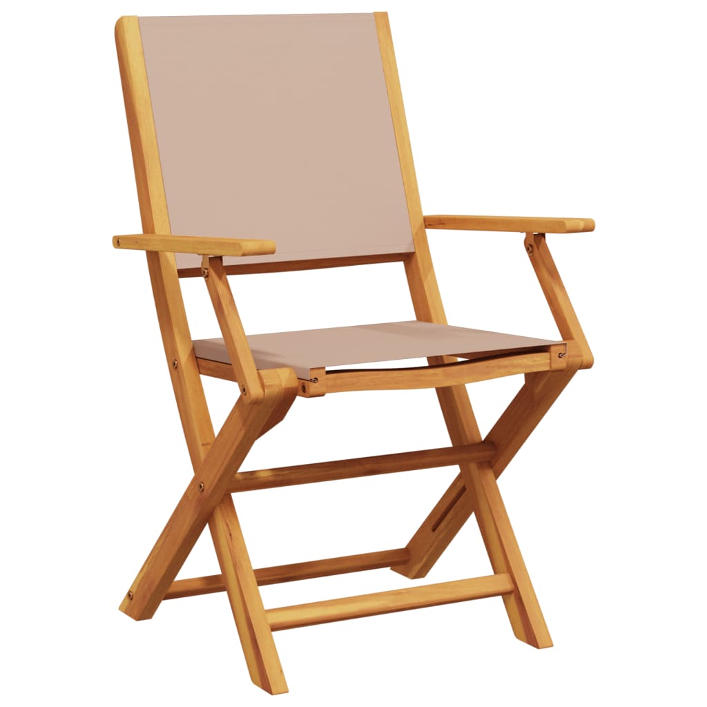 Chaises de jardin pliantes lot de 6 taupe tissu et bois massif