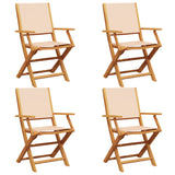 Chaises de jardin pliantes lot de 4 beige tissu et bois massif