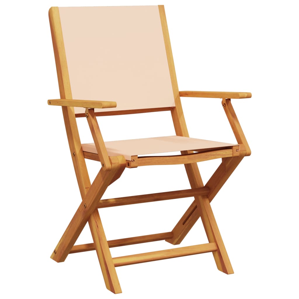 Chaises de jardin pliantes lot de 4 beige tissu et bois massif