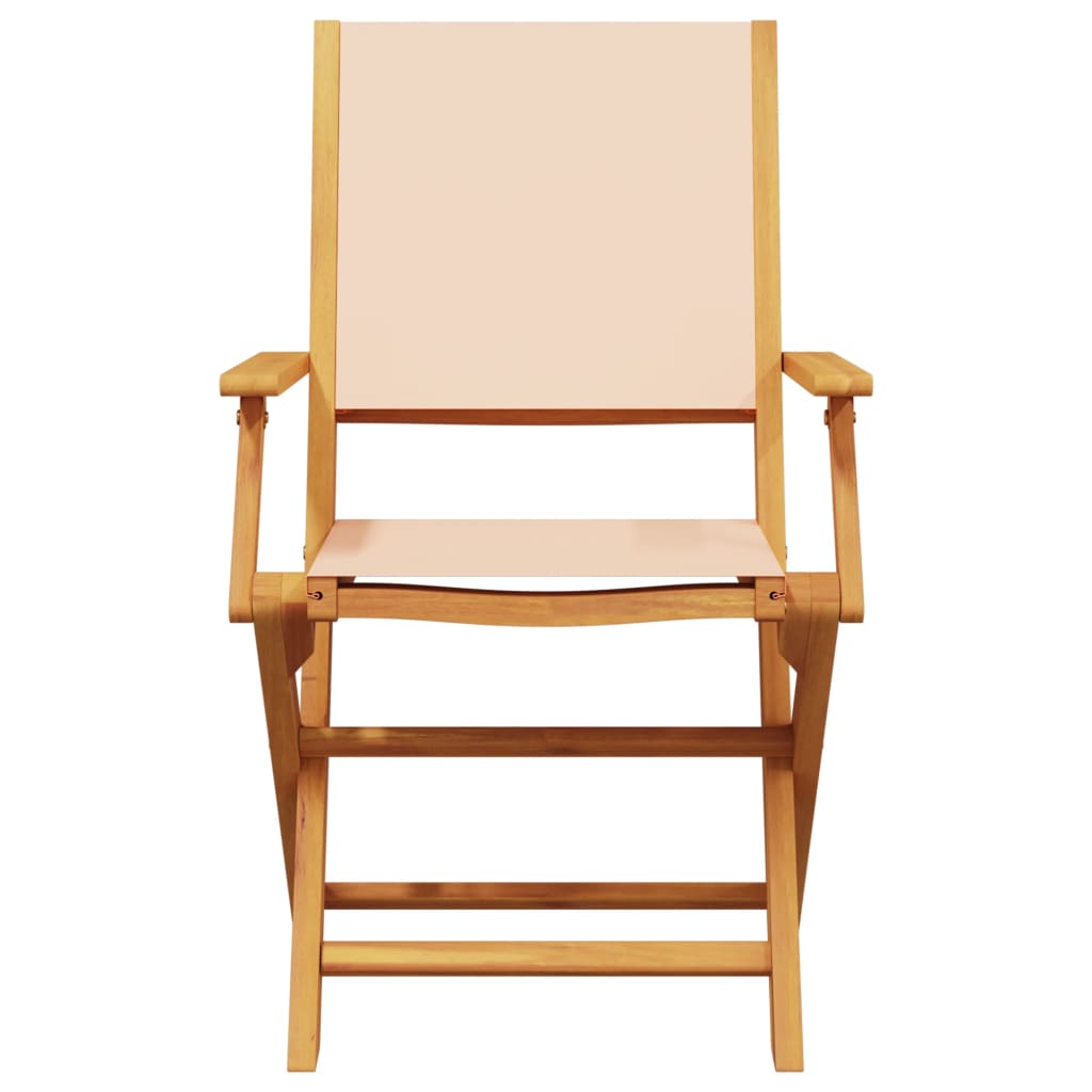 Chaises de jardin pliantes lot de 4 beige tissu et bois massif