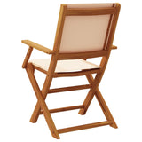 Chaises de jardin pliantes lot de 4 beige tissu et bois massif