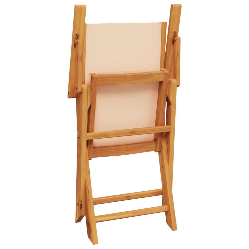 Chaises de jardin pliantes lot de 4 beige tissu et bois massif