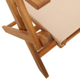 Chaises de jardin pliantes lot de 4 beige tissu et bois massif