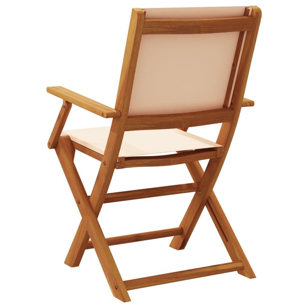 Chaises de jardin pliantes lot de 6 beige tissu et bois massif