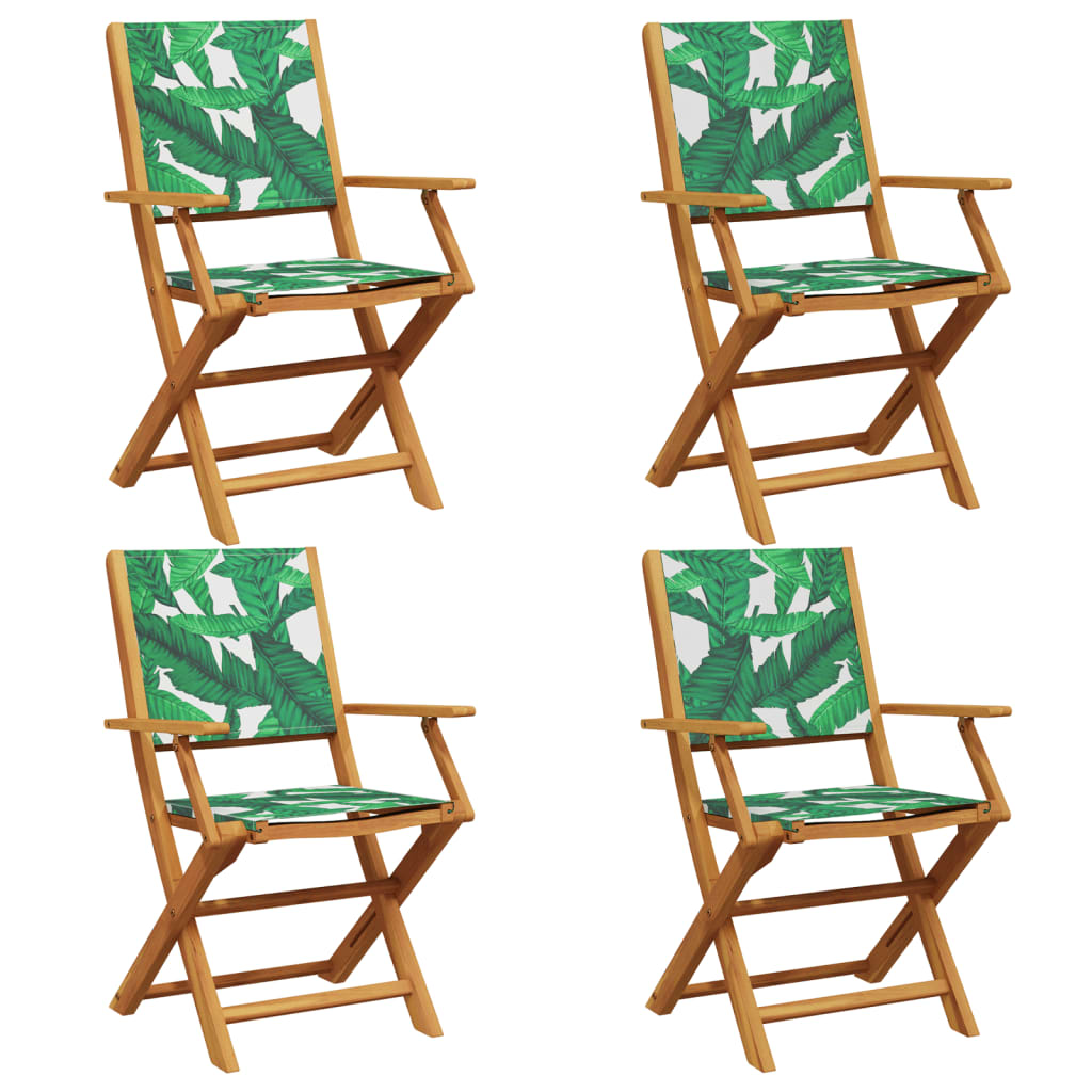 Chaises de jardin pliantes lot de 4 vert tissu et bois massif