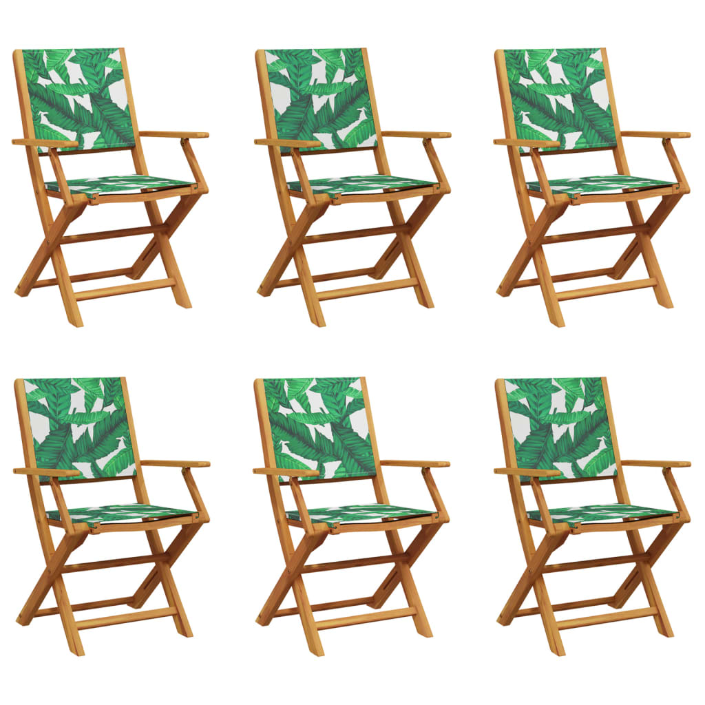 Chaises de jardin pliantes lot de 6 vert tissu et bois massif