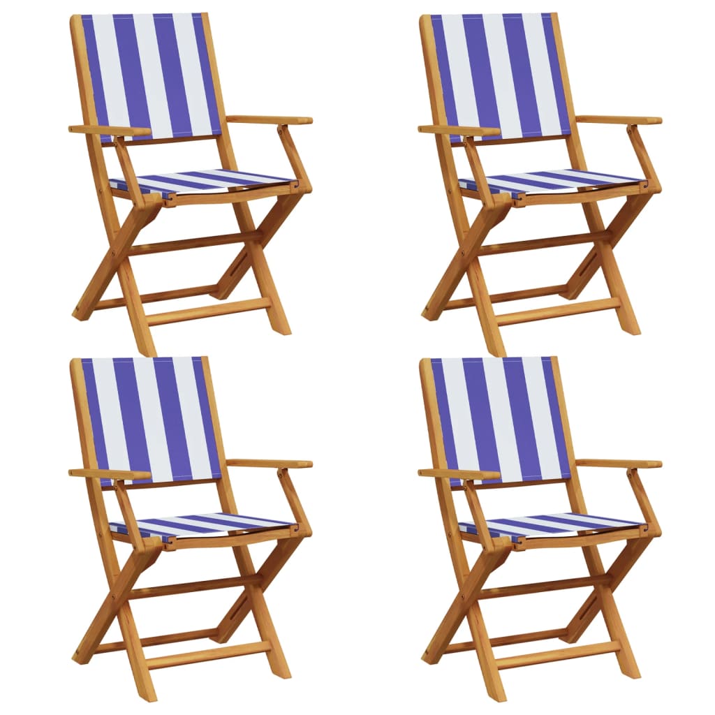 Chaises de jardin pliantes lot de 4 tissu et bois massif