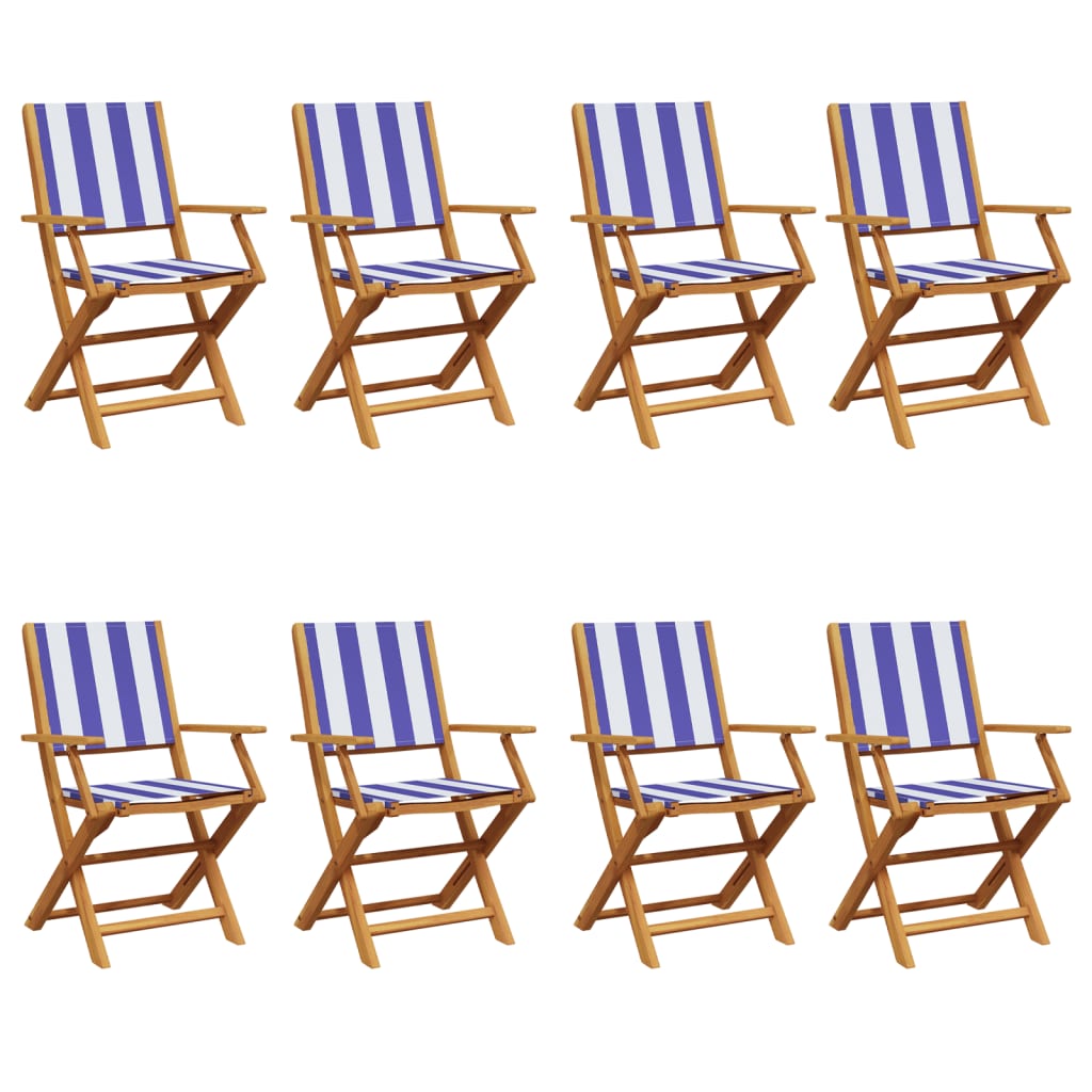 Chaises de jardin pliantes lot de 8 tissu et bois massif