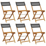 Chaises de jardin pliantes lot de 6 noir poly rotin bois massif