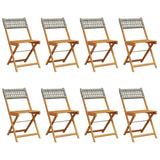 Chaises de jardin pliantes lot de 8 gris poly rotin bois massif