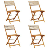 Chaises de jardin pliantes lot de 4 beige rotin et bois massif