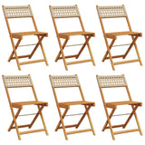 Chaises de jardin pliantes lot de 6 beige rotin et bois massif