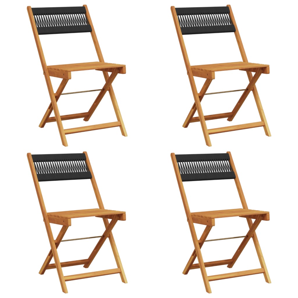 Chaises de jardin pliantes lot de 4 noir bois d'acacia massif