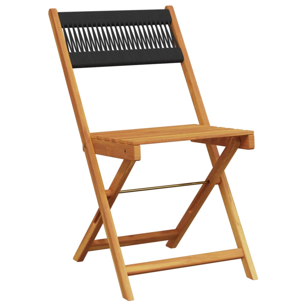 Chaises de jardin pliantes lot de 4 noir bois d'acacia massif