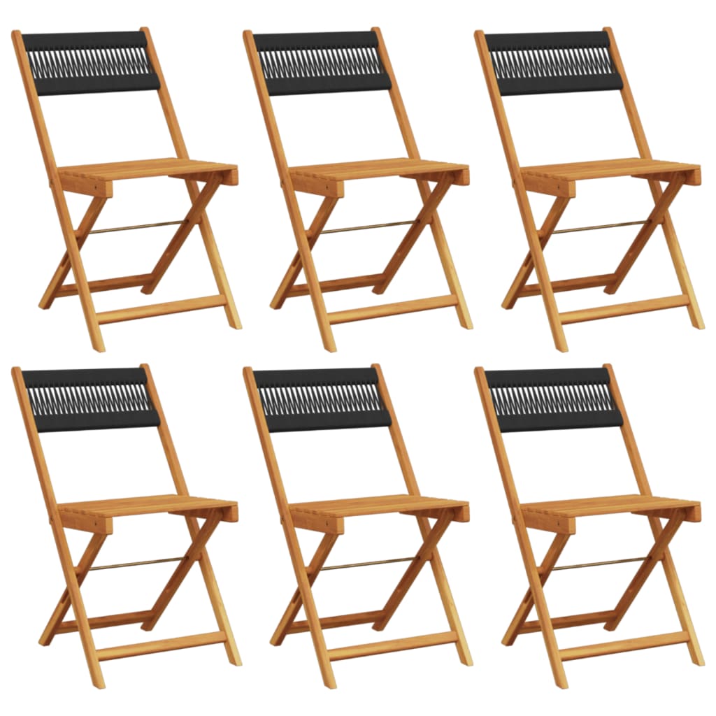 Chaises de jardin pliantes lot de 6 noir bois d'acacia massif