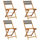 Chaises pliables de jardin 4 pcs gris bois d'acacia massif