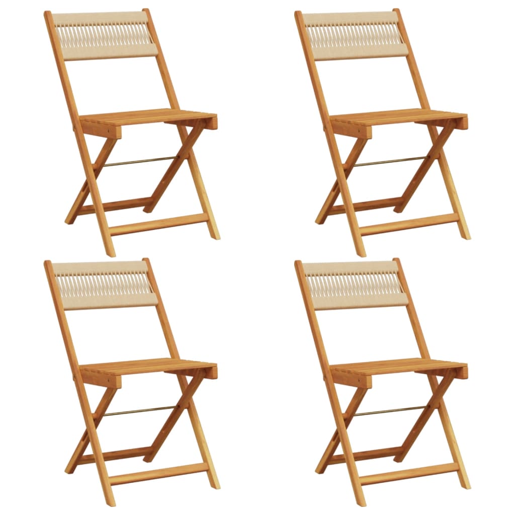 Chaises de jardin pliantes lot de 4 beige bois d'acacia massif