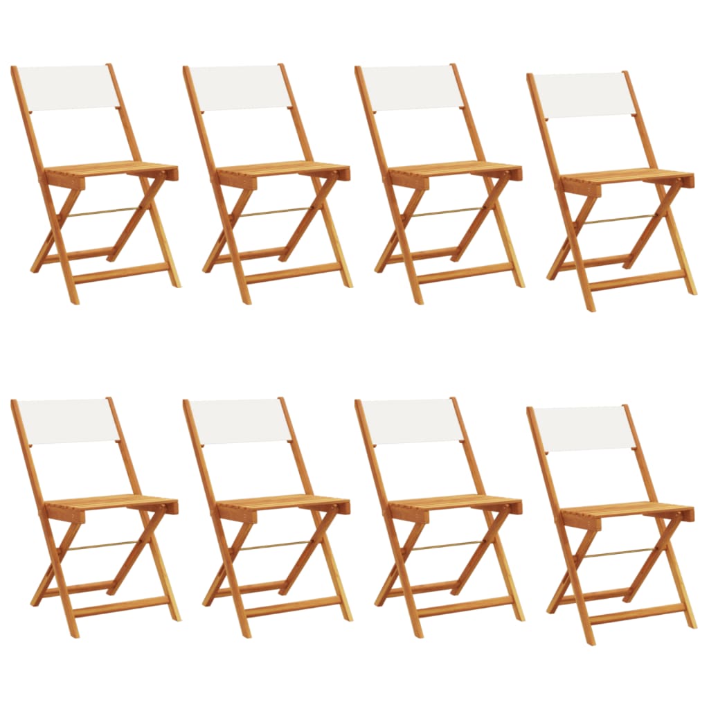 Chaises de jardin pliantes lot de 8 tissu et bois massif