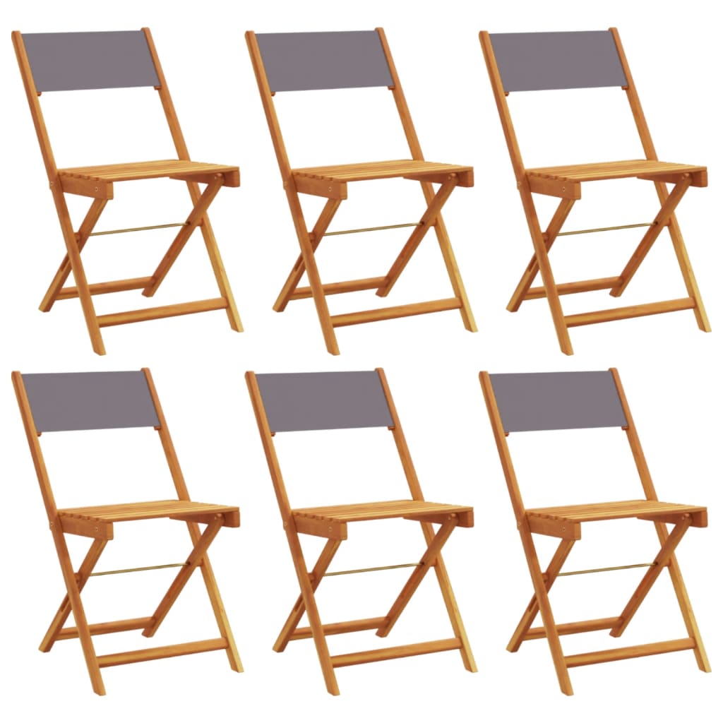 Chaises de jardin pliantes lot de 6 tissu et bois massif