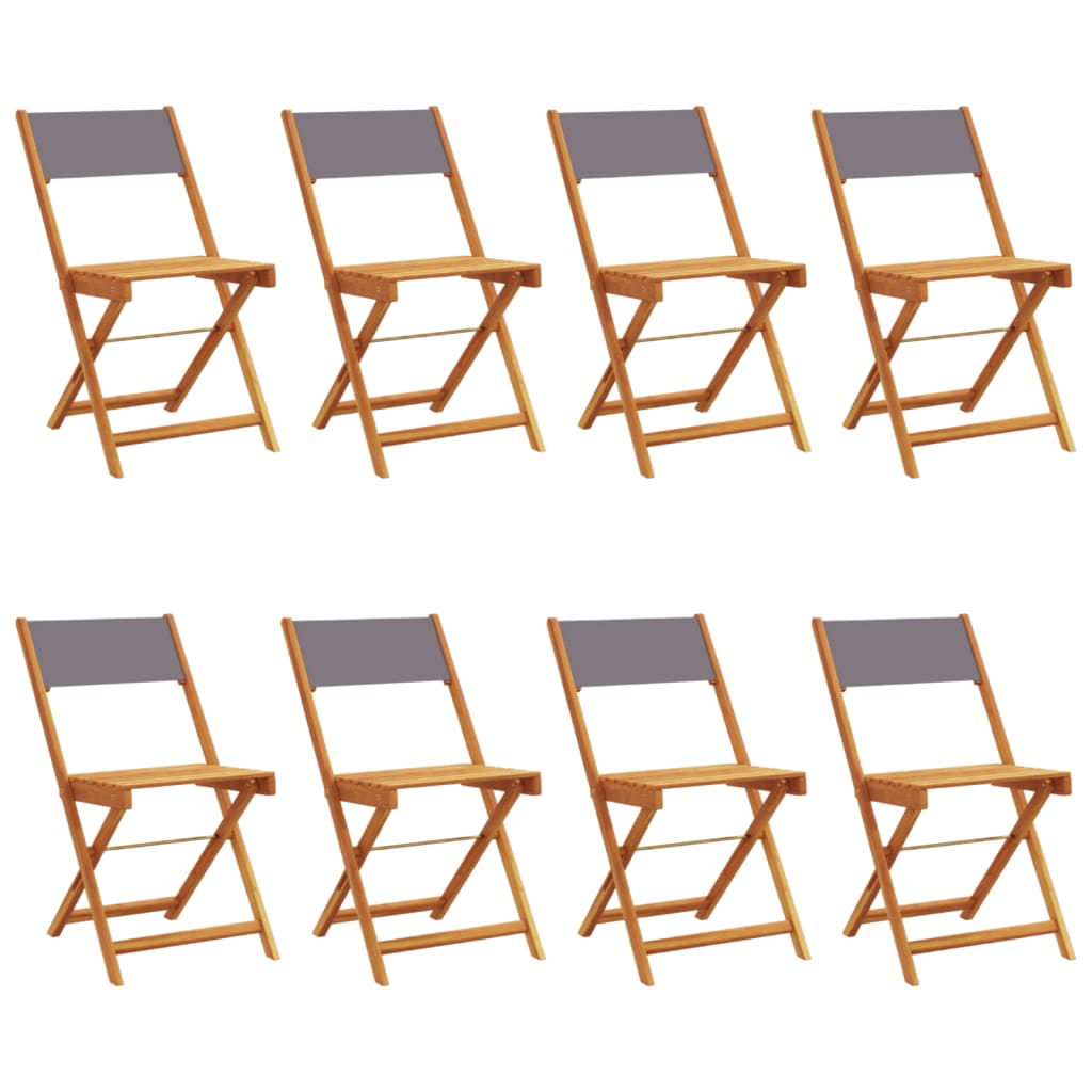 Chaises de jardin pliantes lot de 8 tissu et bois massif