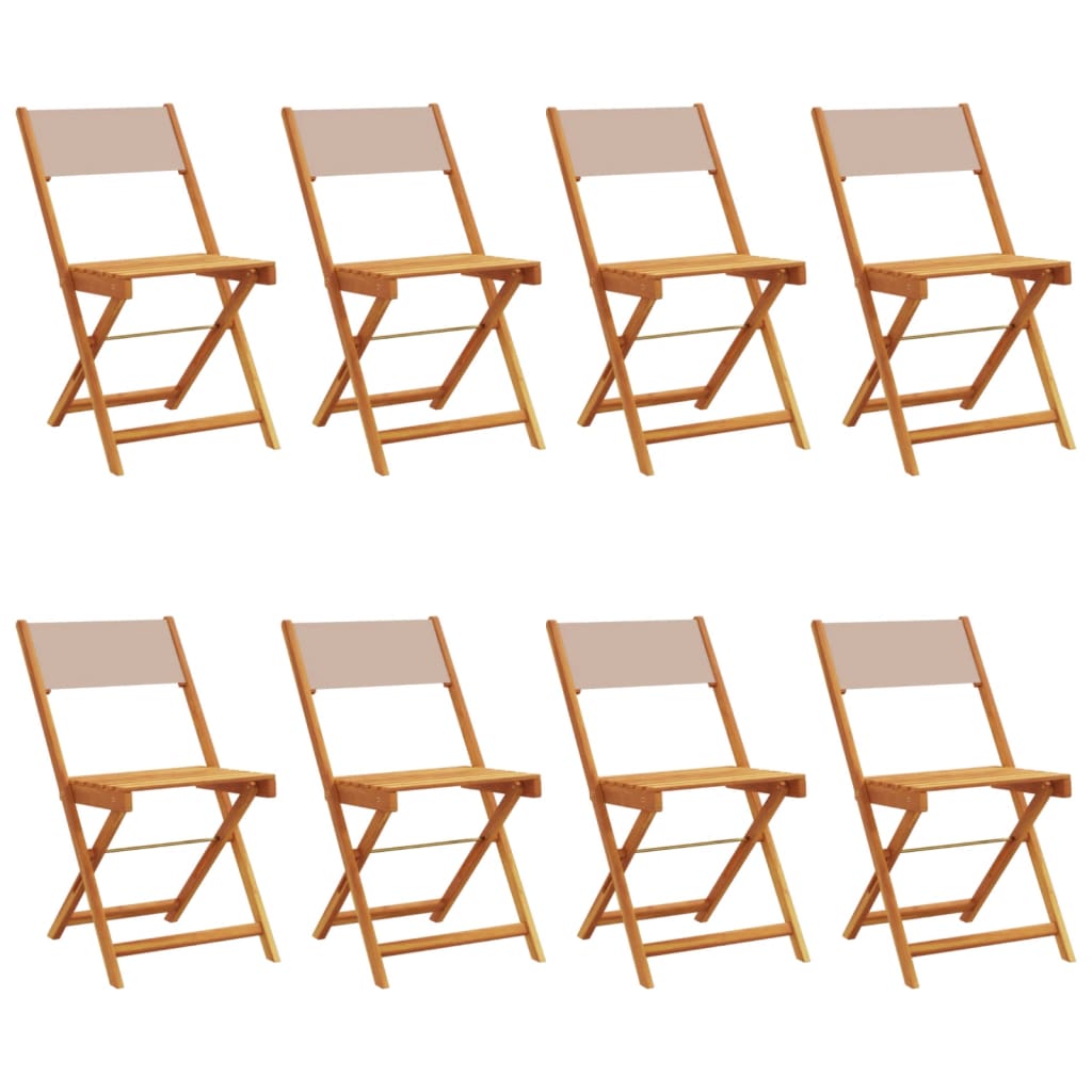 Chaises de jardin pliantes lot de 8 taupe tissu et bois massif