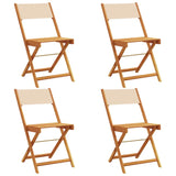 Chaises de jardin pliantes lot de 4 beige tissu et bois massif