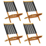 Chaises de jardin pliantes lot de 4 noir bois d'acacia massif