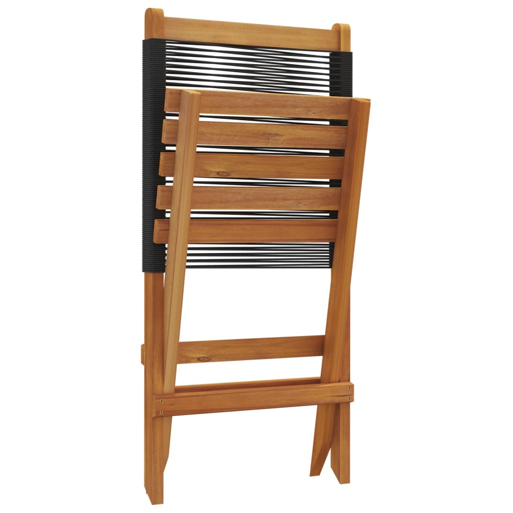 Chaises de jardin pliantes lot de 4 noir bois d'acacia massif