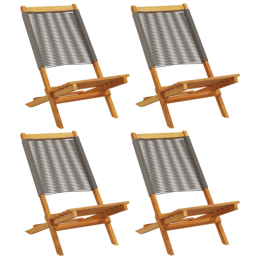 Chaises pliables de jardin 4 pcs gris bois d'acacia massif