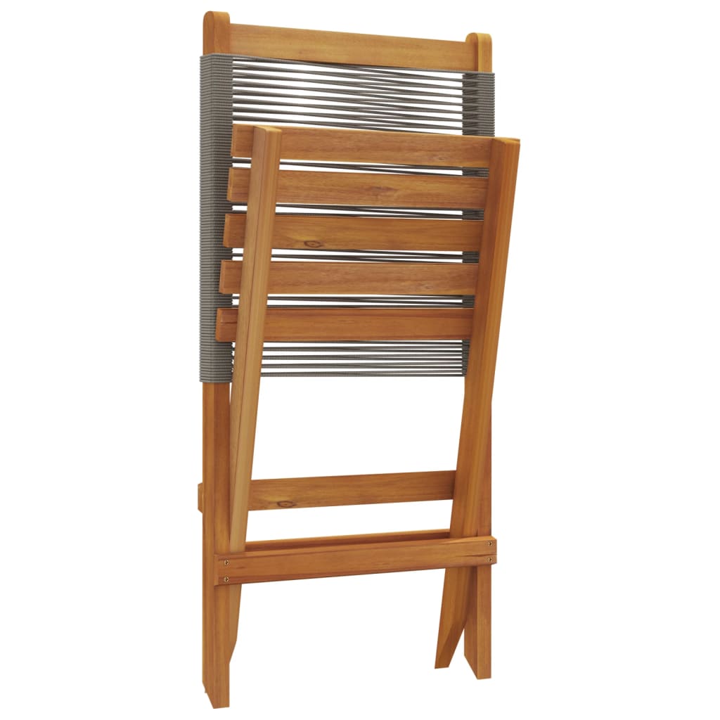 Chaises pliables de jardin 4 pcs gris bois d'acacia massif