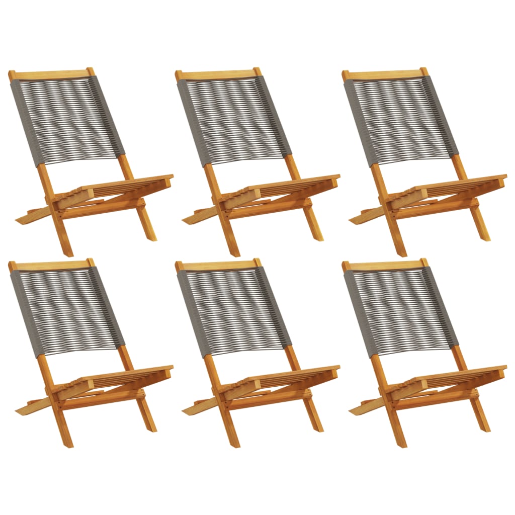 Chaises de jardin pliables lot de 6 gris bois d'acacia massif