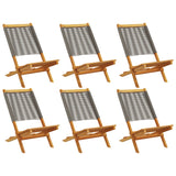 Chaises de jardin pliables lot de 6 gris bois d'acacia massif