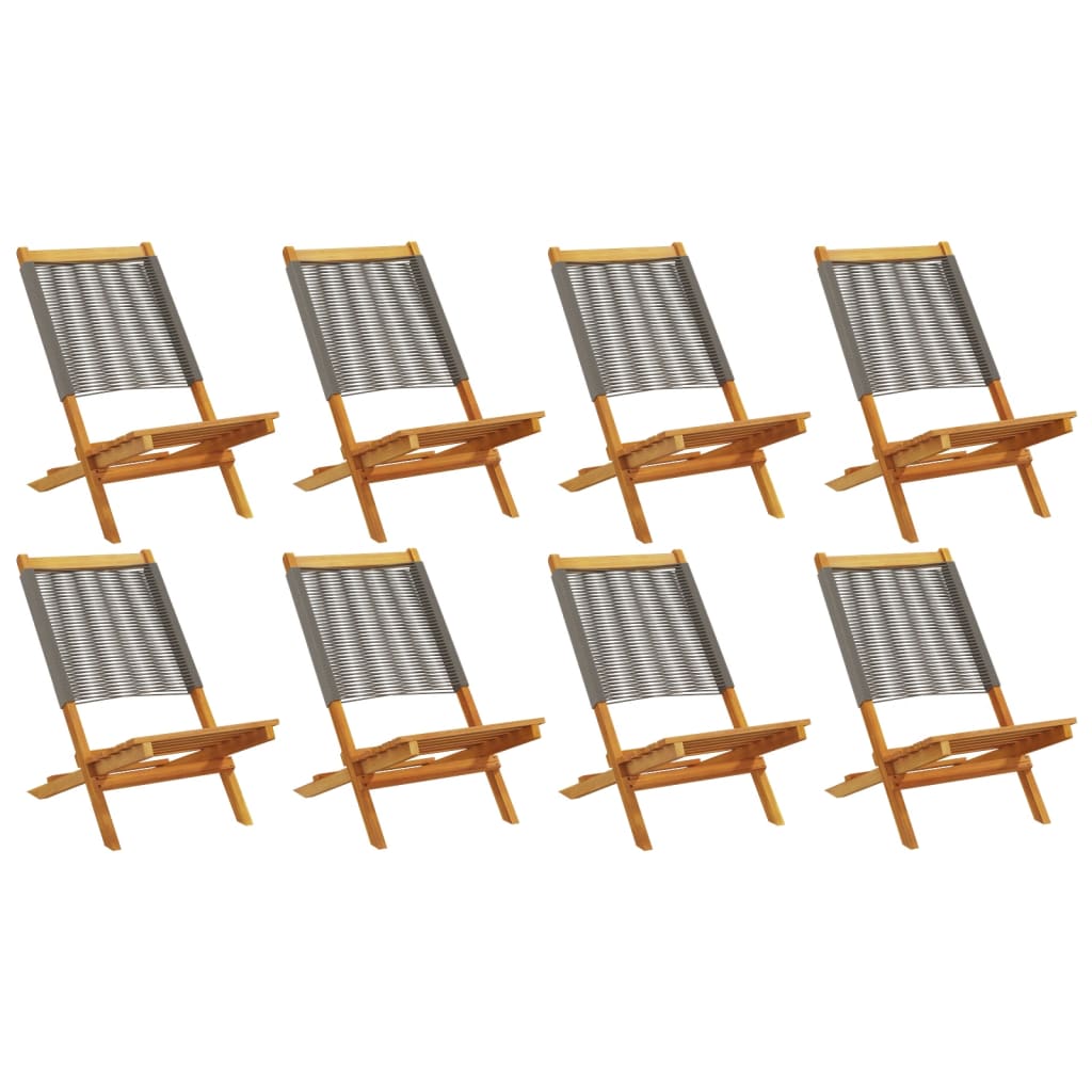 Chaises de jardin pliables lot de 8 gris bois d'acacia massif