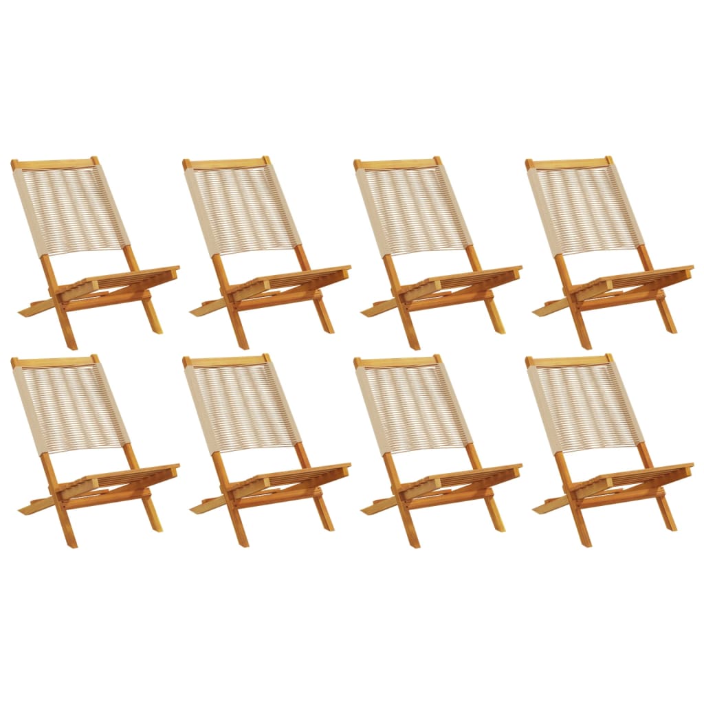 Chaises de jardin pliantes lot de 8 beige bois d'acacia massif