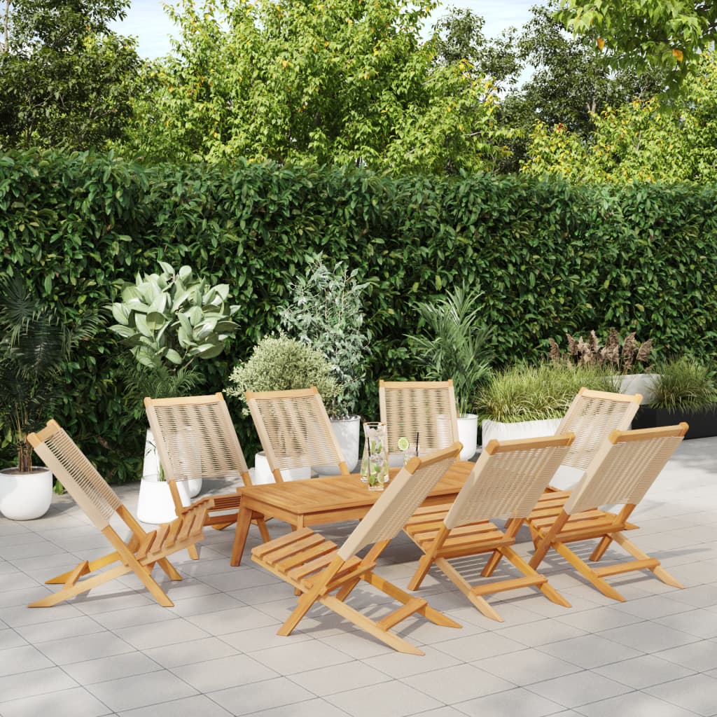 Chaises de jardin pliantes lot de 8 beige bois d'acacia massif