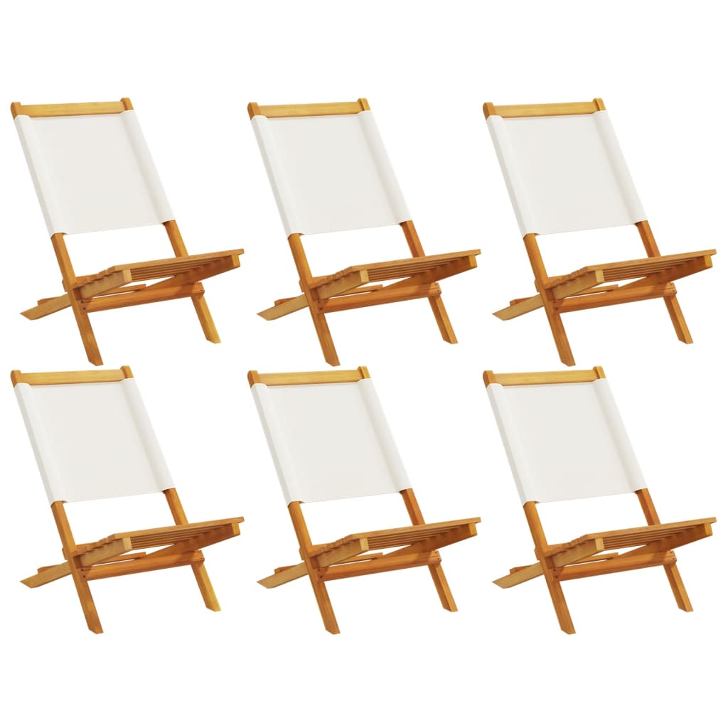 Chaises de jardin pliantes lot de 6 tissu et bois massif