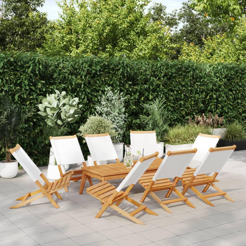 Chaises de jardin pliantes lot de 8 tissu et bois massif