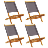 Chaises de jardin pliantes lot de 4 tissu et bois massif