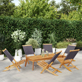 Chaises de jardin pliantes lot de 6 tissu et bois massif