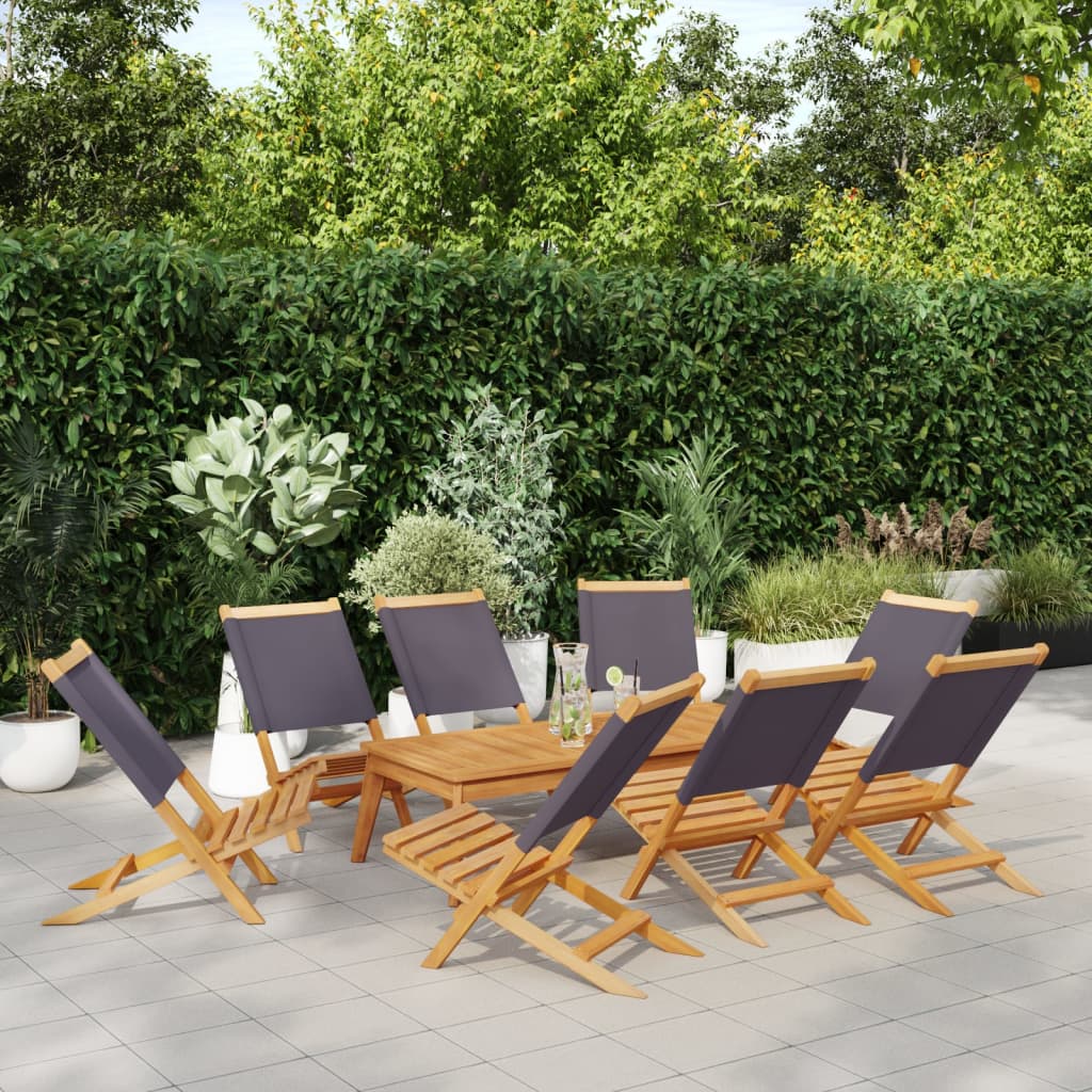 Chaises de jardin pliantes lot de 8 tissu et bois massif